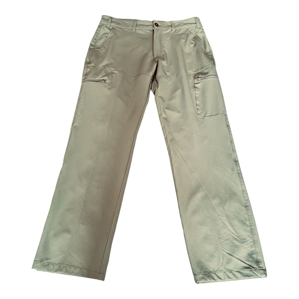 Magellan Outdoors Pants Mens 34W Green Cargo Poly Span Lite Weight Hike Fish